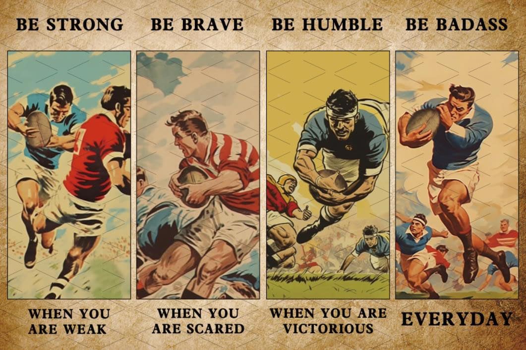 Vintage Fashion Posters - Placa de Metal Vintage Flyhaw Rugby