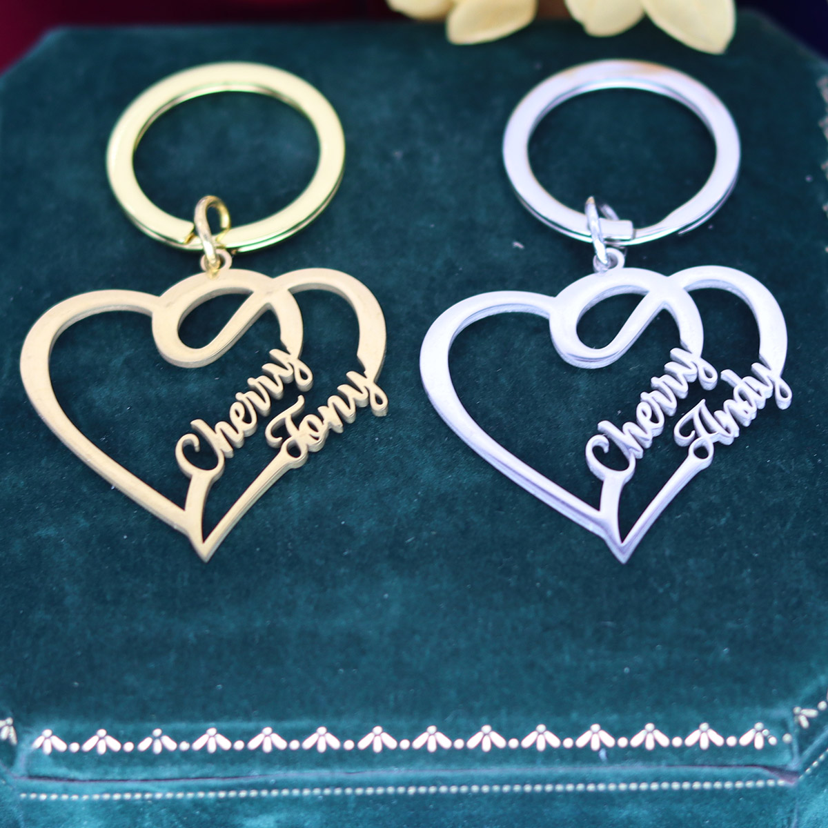 Vintage Fashion Names - Nome personalizado casamento amor chaveiro personalizado