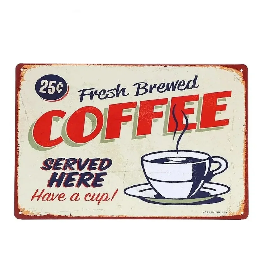 Vintage Fashion Posters - Placas de Metal Decorativas: Beba Café