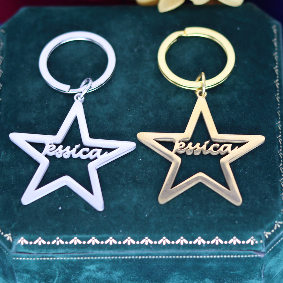Vintage Fashion Names - Nome personalizado estrela chaveiro personalizado pingente
