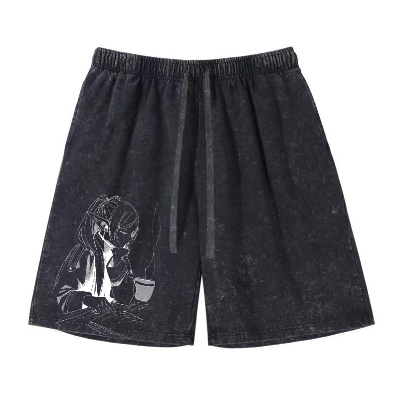 Vintage Fashion Model - Anime frieren shorts vintage lavado mangá