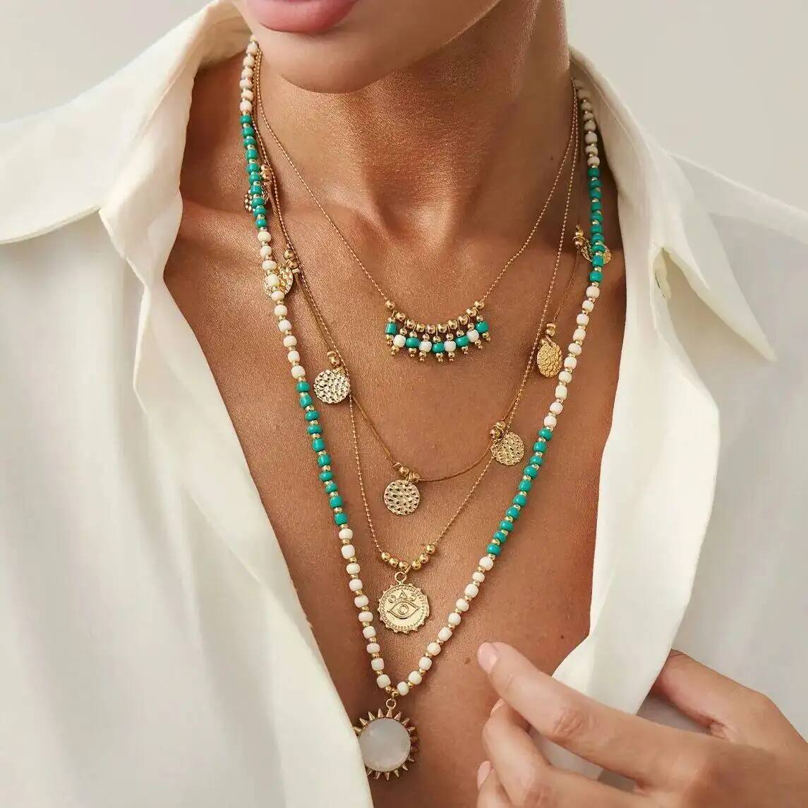 Z Vintage Fashion - z 2 pçs/set boho étnico verde