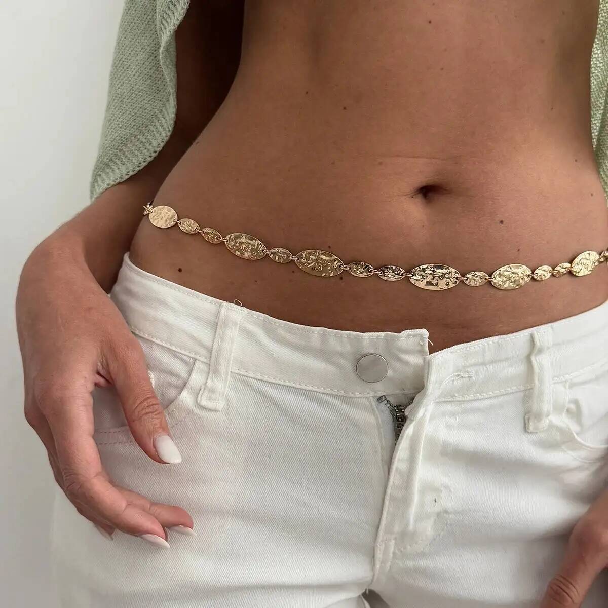 Z Vintage Fashion - IngeSight.Z Cinto de Corrente de Metal