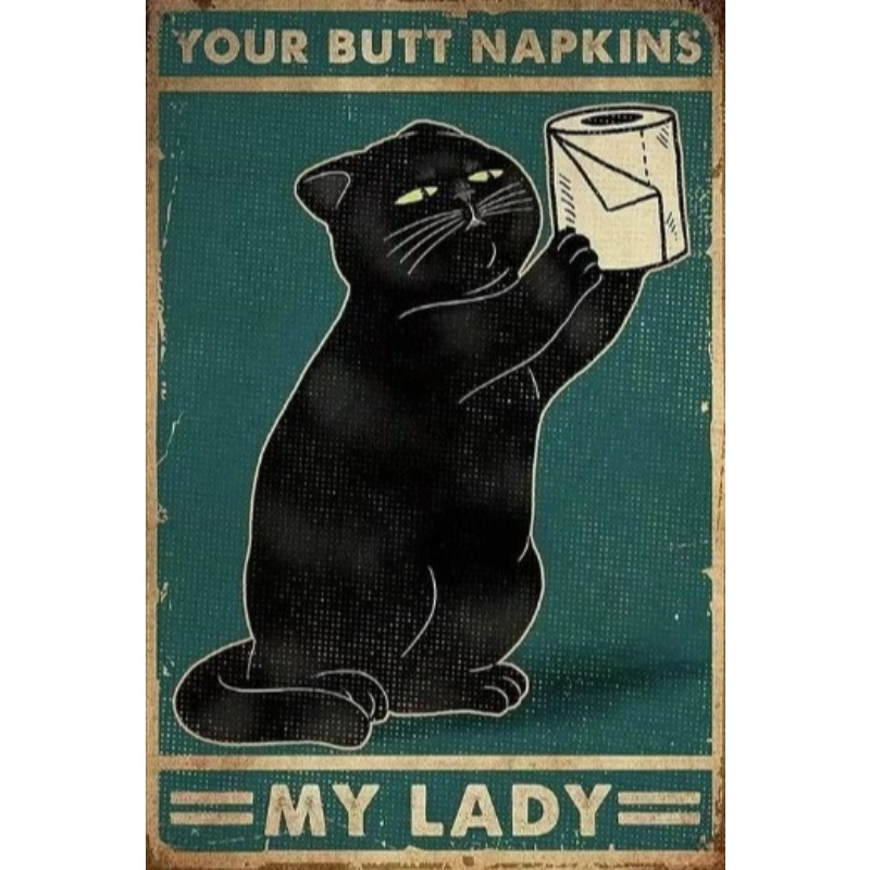 Vintage Fashion Posters - Preto engraçado gato sinal de metal