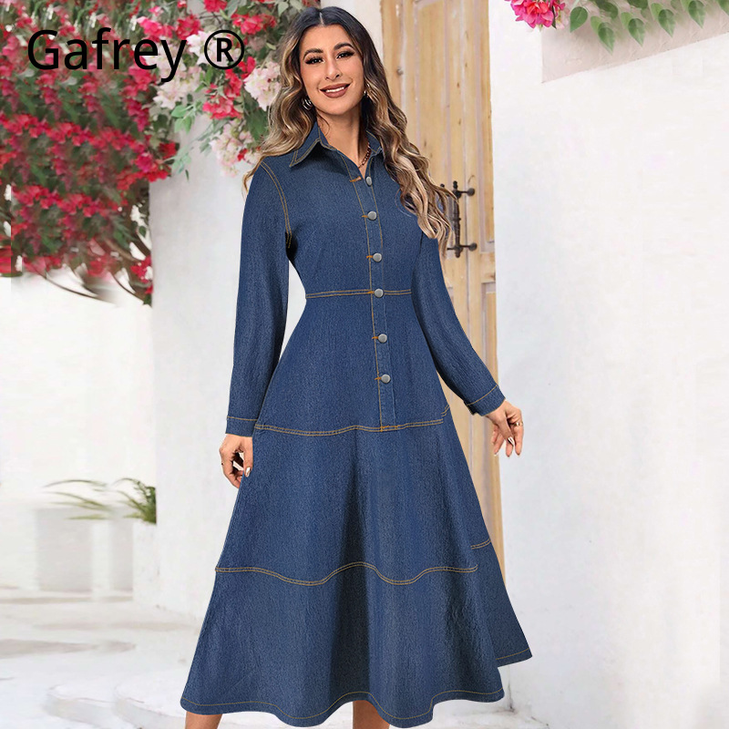 Novo Vestido Jeans Longo de Ma - Vintage Fashion Jeans avaliação e preço