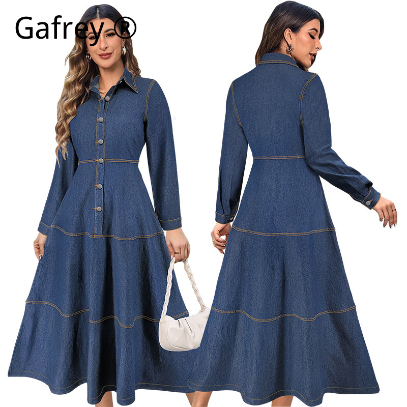 Novo Vestido Jeans Longo de Ma - Vintage Fashion Jeans avaliação e preço