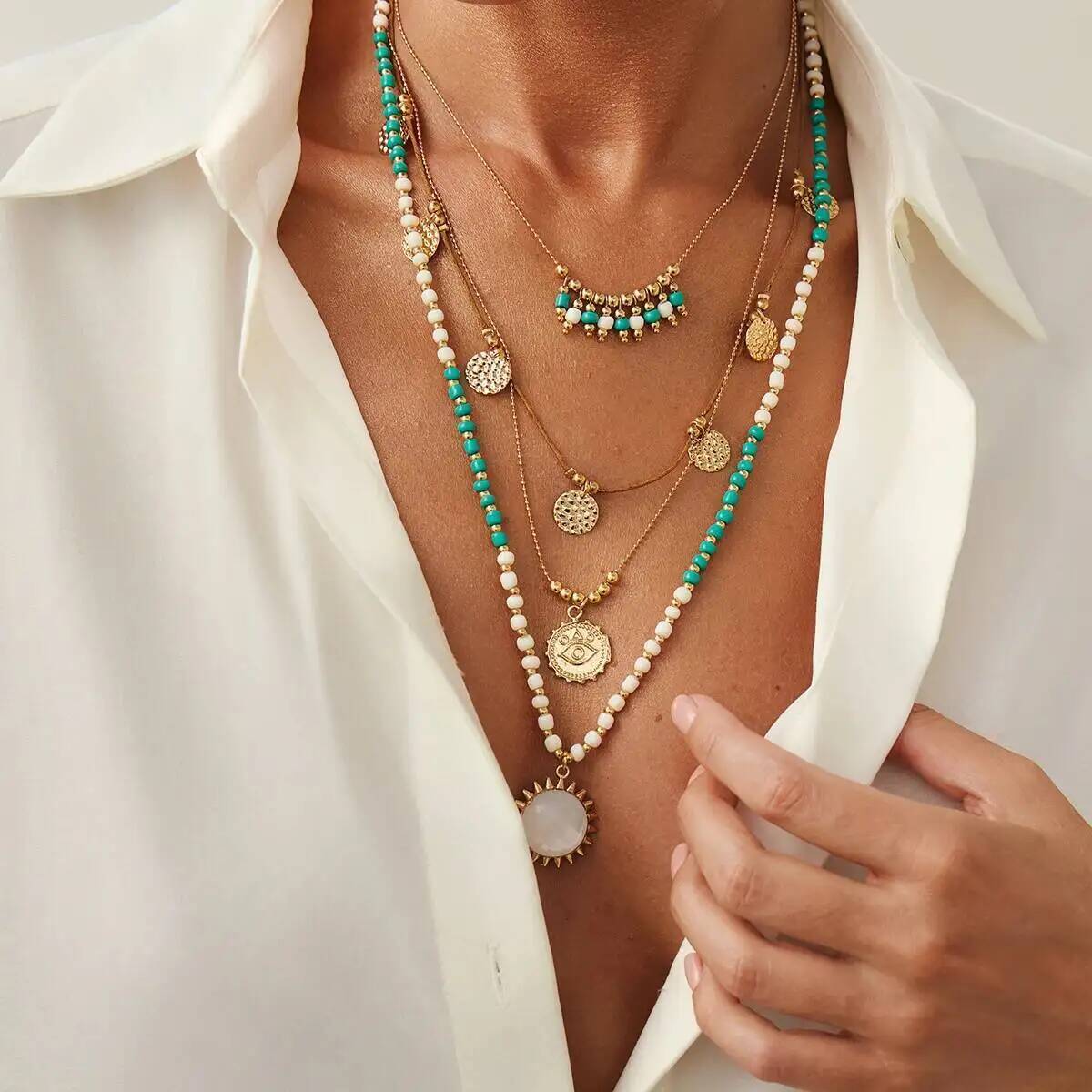 z 2 pçs/set boho étnico verde  - Z Vintage Fashion avaliação e preço