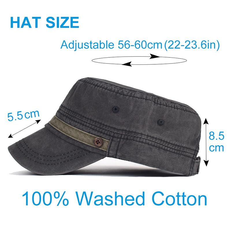 Boné militar de algodão lavado - Vintage Fashion Hats avaliação e preço