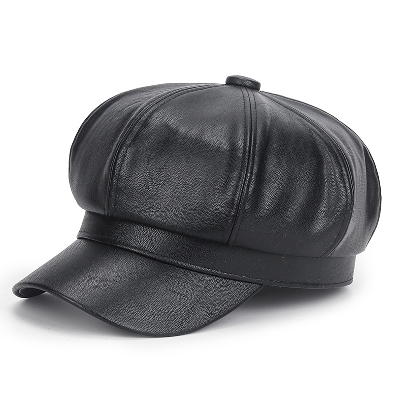Chapéu de couro PU preto de in - Vintage Fashion Hats avaliação e preço