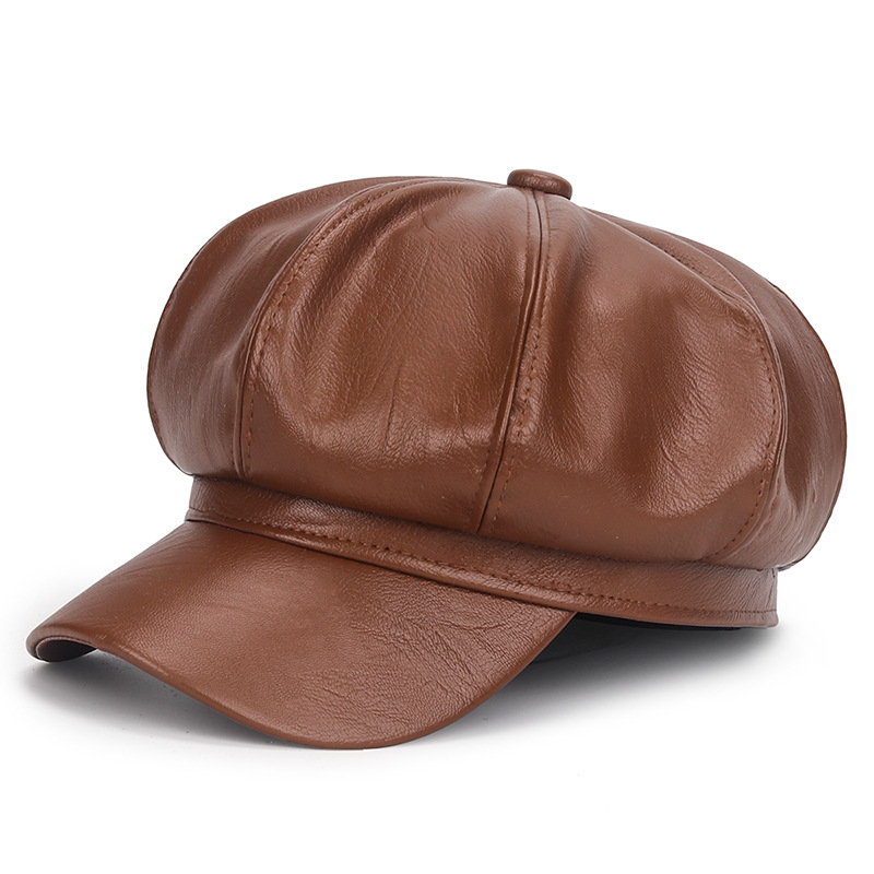 Chapéu de couro PU preto de in - Vintage Fashion Hats avaliação e preço