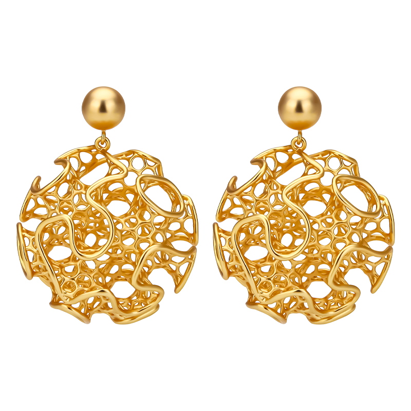 IVOG-18K Brincos redondos banh - Vintage Fashion Websites avaliação e preço