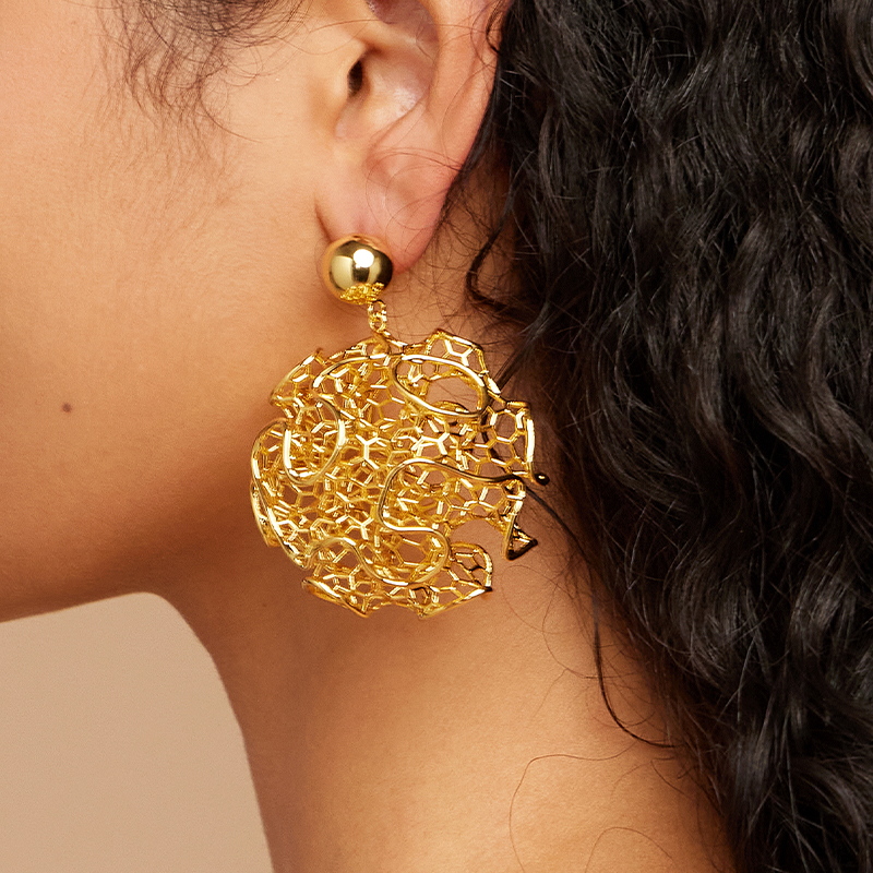 IVOG-18K Brincos redondos banh - Vintage Fashion Websites avaliação e preço